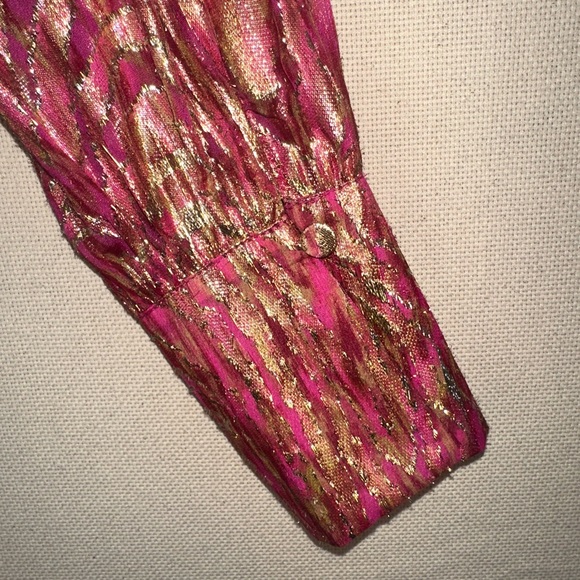 NWT Simkhai Halen Fil Coupe Minidress in Bougainvillea Metallic Moire Size 0 - Picture 2 of 5